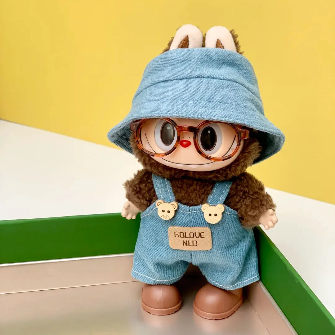 

Для/одежды 17 см Labubu Одежда V1v2v3 Ткань Labubu Виниловый набор кукол Labubu Джинсовая шляпа Набор для смены
