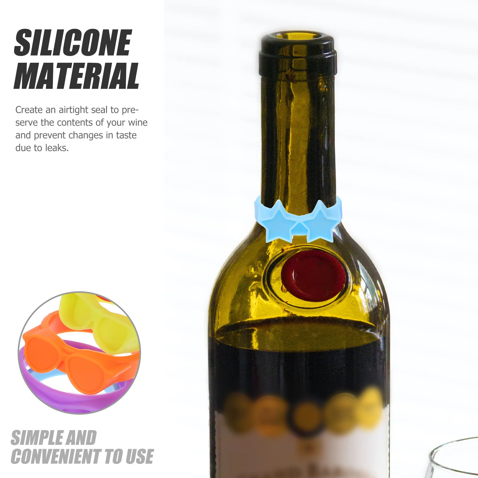 

6pcs Silicone Wine Bottle Markers Reusable Drink Identifiers For Beer Cocktails Party Gathering Glass Bottle Charms Cup
