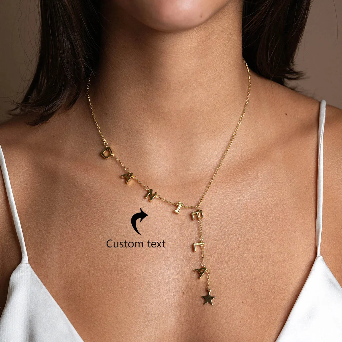 

Personalized Spaced Letter Name Necklace With Star Pendant Custom Initial Name Necklace For Women Customized Jewelry Gift