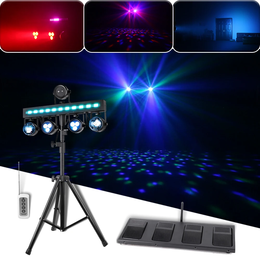 Light Stand LED 4 Par Combined Effect Light Stage Lights Par Laser magic ball Party Lighting For Bar Disco Light Rmote Control