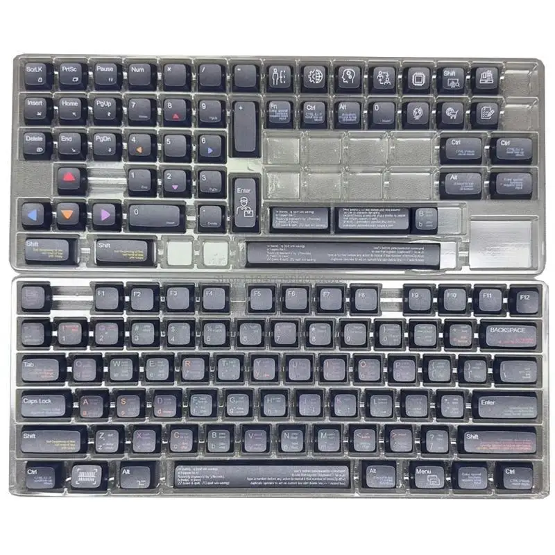 XDA Height Gaming Keyboard Keycaps 128PCS for Mechanical Keyboards For Programmers and Gamers Present Black