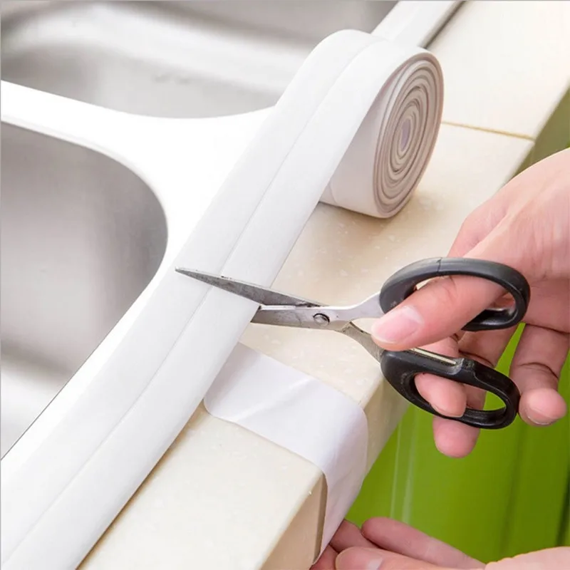 1pc Bathroom Waterproof Wall Stickers Sealing Tapes PVC Adhesive Sealing Strips Sink Edge Tape Kitchen Bathroom Accessories