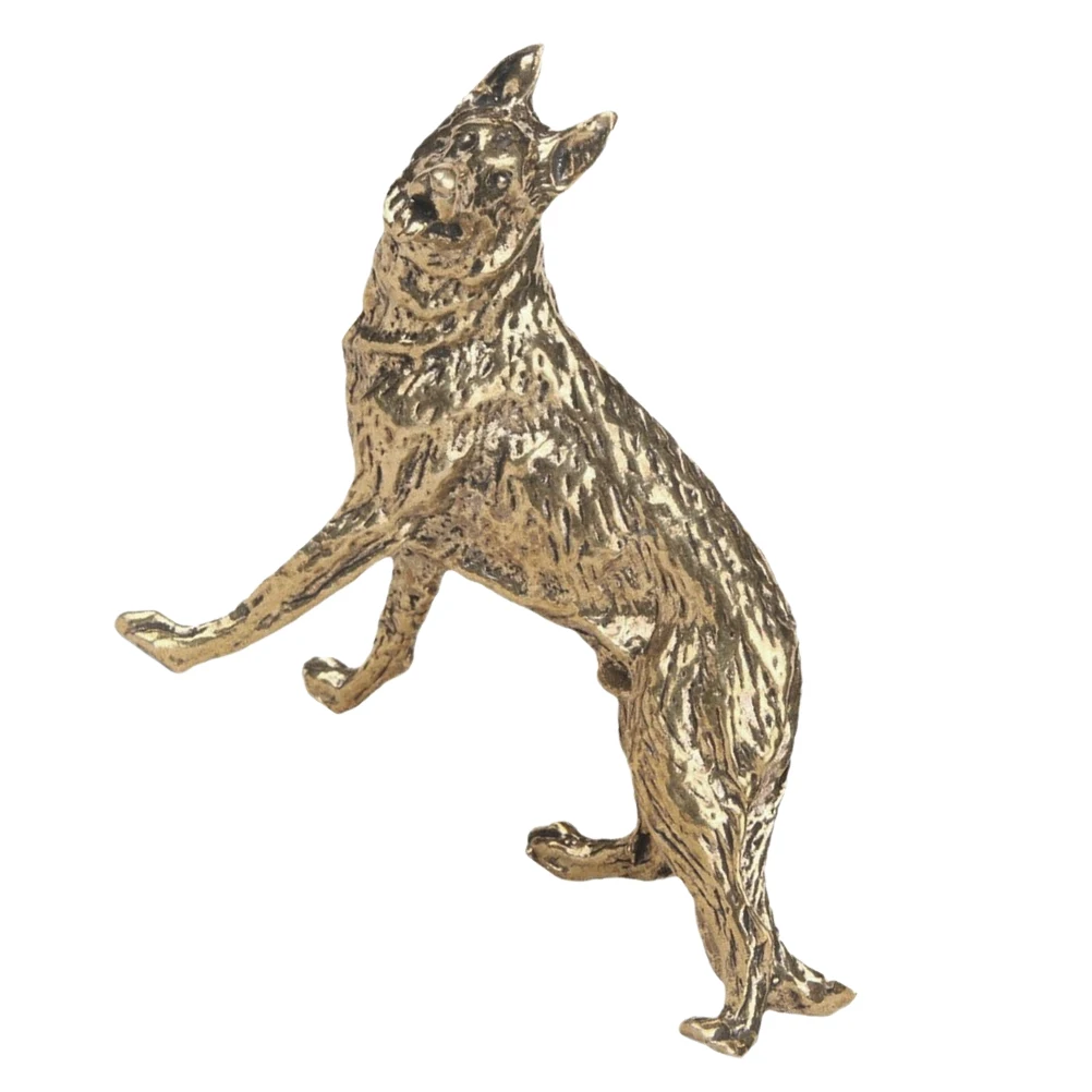 

Mini Brass Wolf Dog Vintage Animal Sculpture Home Decor Jewelry Making Feng Shui Ornament Present Retro Miniature