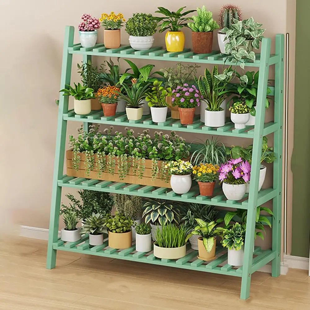 

Multi-tier Wooden Plant Ladder Stand for Indoor and Outdoor Use, Ideal for Balcony and Patio Pot Displays