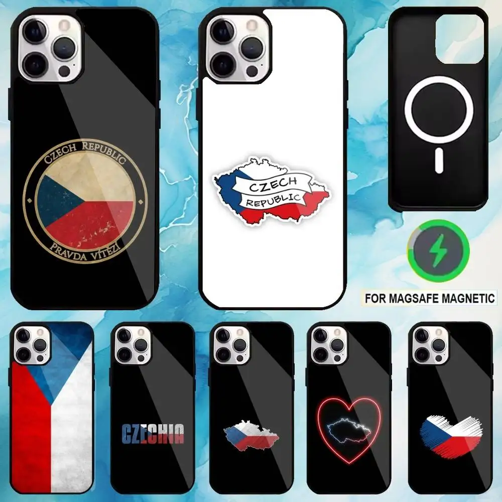 

The flag of Czech Republic Phone Case For iPhone17,16,15,14,13,12,11 Plus,Pro Max Magnetic For Magsafe Wireless Charging Case