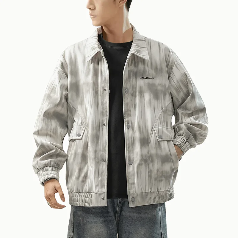 

Весенне-осенняя мужская куртка, повседневная уличная куртка с откидным воротником, свободная посадка в корейском стиле, модная универсальная повседневная одежда, мужская верхняя одежда