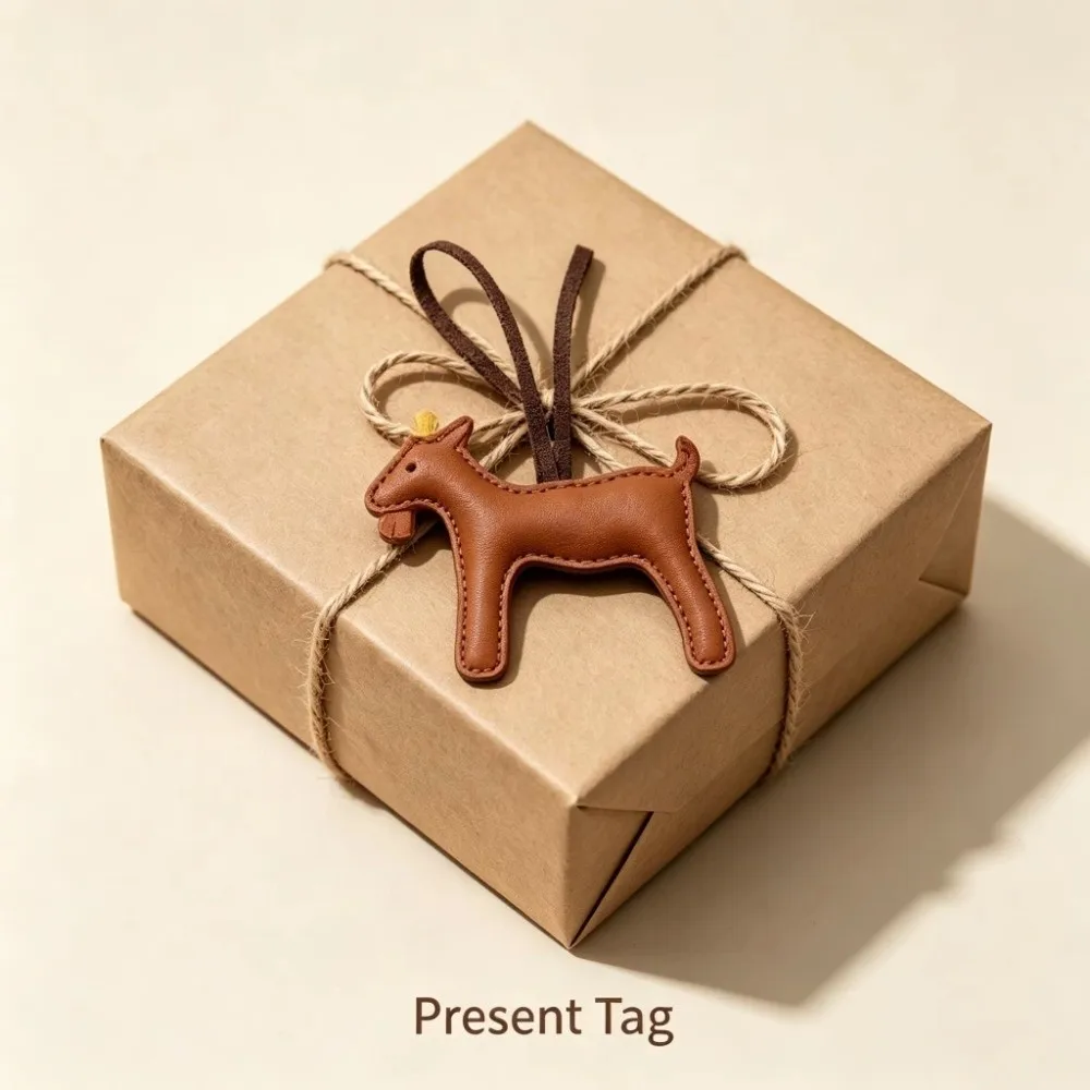 Portable Goat Bag Charm Hanging Design Decorative Animal Sheep Keychain Key Ring PU Leather Animal Purse Decoration