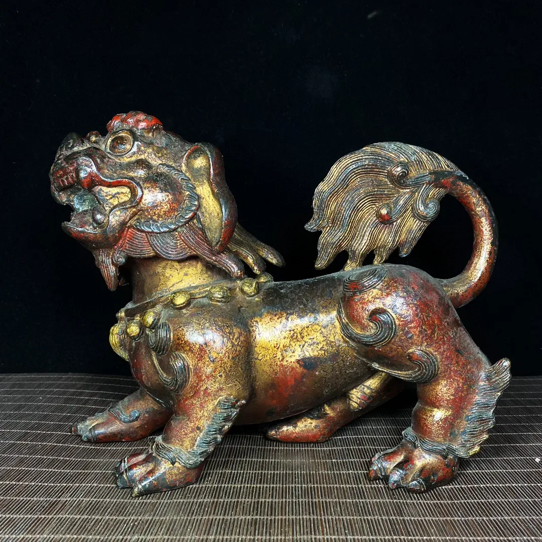 Brass, pure copper, mud, gold, cinnabar, painted lion, everything goes smoothly. Decorative items in the foyer, antique rack, 21