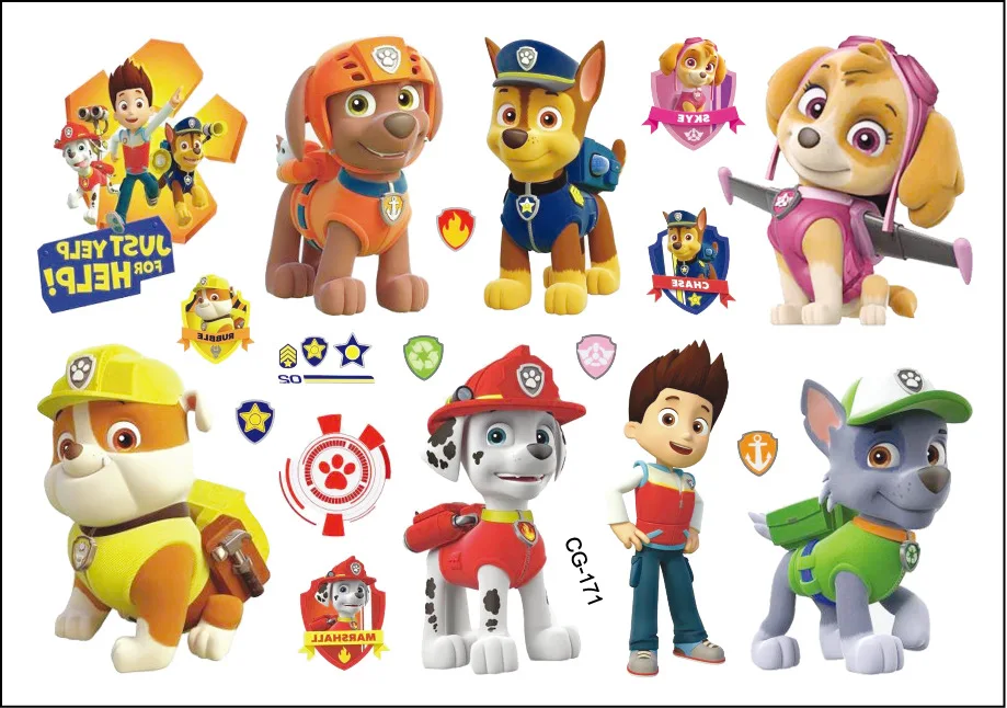 5PC Paw Patrol Tattoo Sticker Children Tattoo Stickers Temporary Tattoos Waterproof The Skye Tattoo Art Tatoo Cosplay Kid Gift