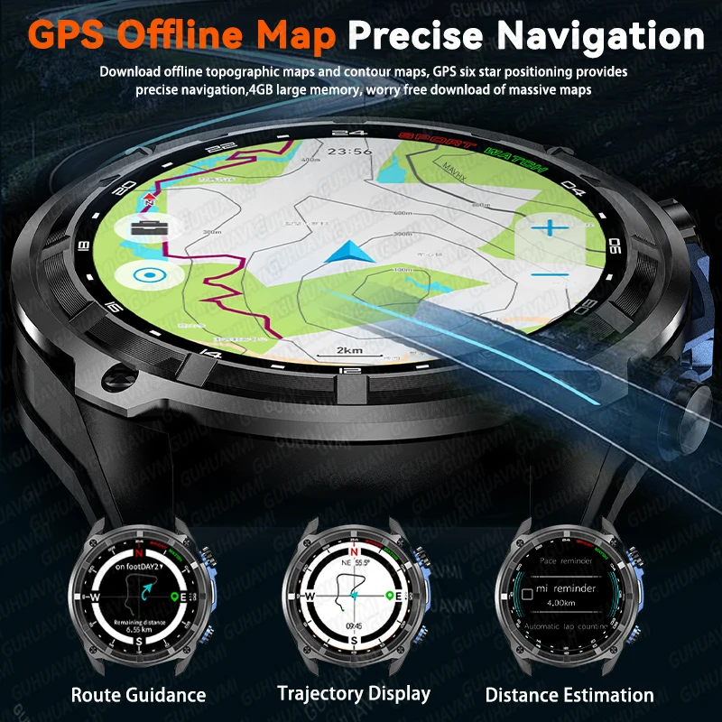 2026New TANK PRO Military GPS Smart Watch Outdoor Offline Map 3ATM Waterproof 4GB RAM Music Bluetooth Call AMOLED Smartwatch Men view 2
