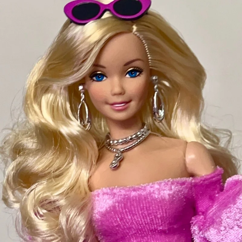 poupee-barbie-deluxe-authentique-nouvelle-noire-et-rose-avec-dentelle-brillante-visage-de-superstar-figurine-articulee-collection-de-la-serie-fashion-jouet-cadeau