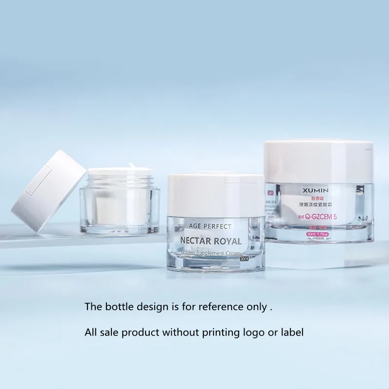 

10pcs 15g 30g 50g Plastic Cream Jar With White Liner Cream /Lotion Bottle Cosmeitic Container Refillable Bottles With Spoon