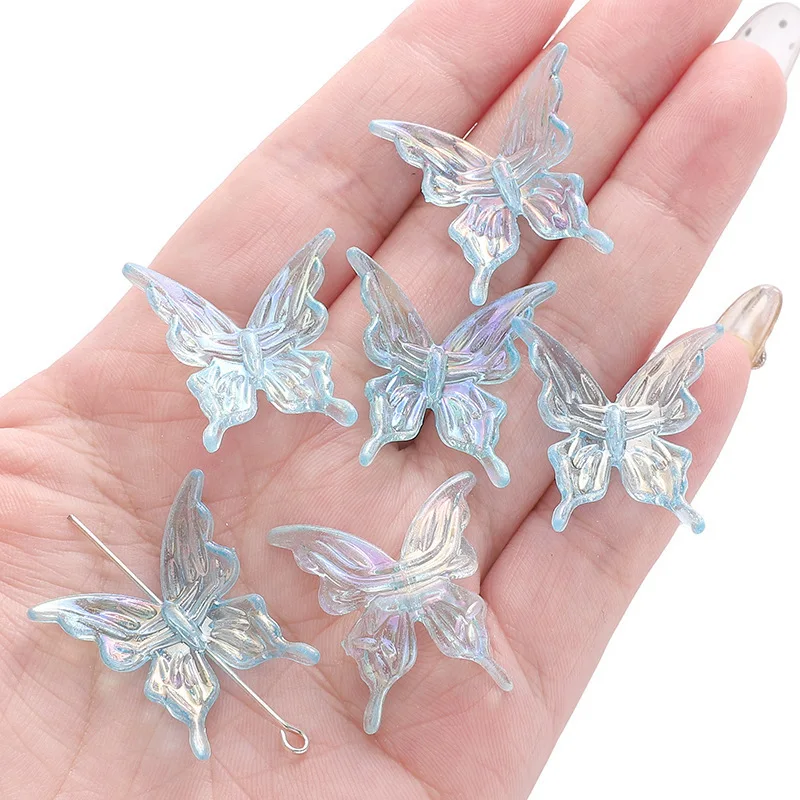 20Pcs Acrylic Clear AB Color Butterfly Beads for Crafts