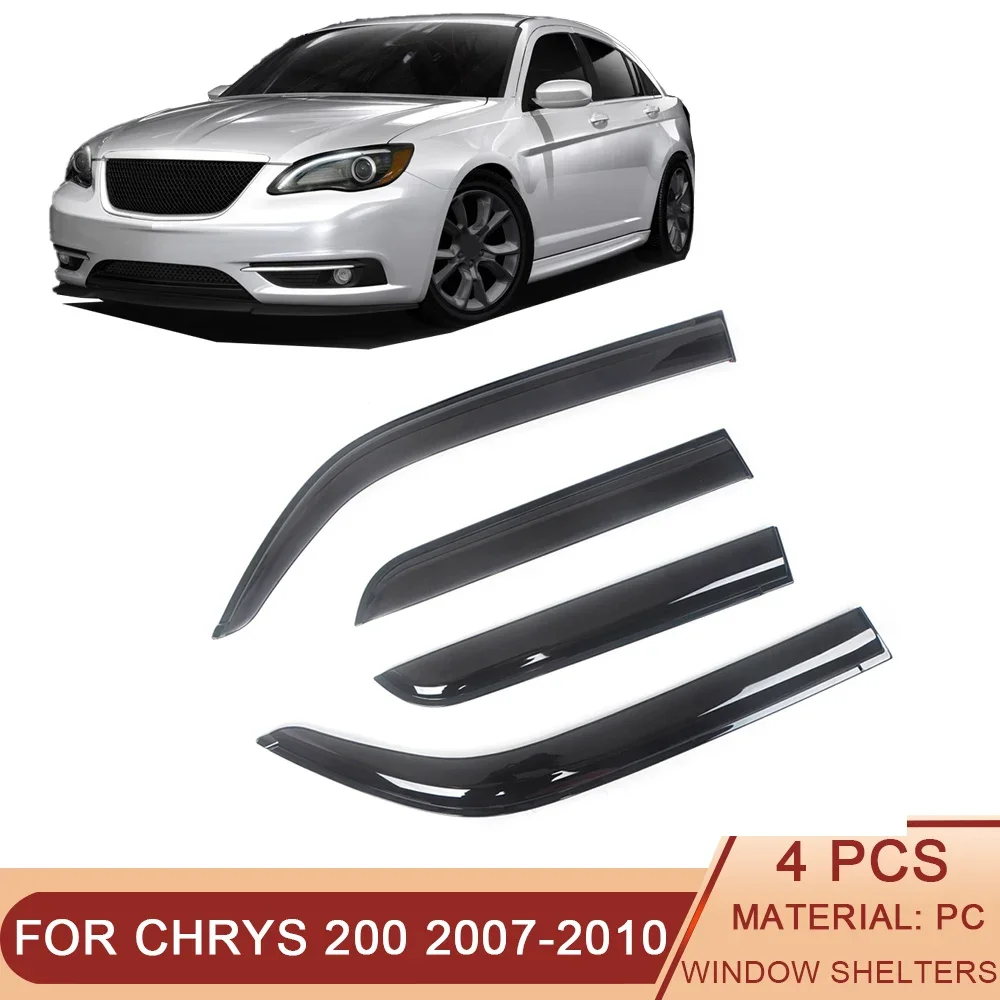 For Chrysler 200 11-14 Sebring 07-10 Black Tinted Car Side Window Visor Guard Vent Awnings Shelters Rain Guard Door Ventvisor