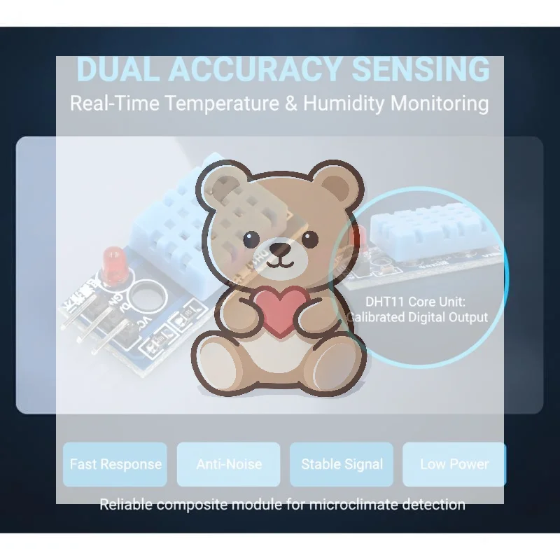DHT11 Temperature Humidity Sensor Module Solder-free with  Cables for Wearable Device DIY Electronic Development