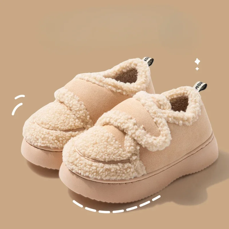 Warm Lamb Wool Cotton Padded Shoes Women New Flat Thicken Plush Winter Boots Woman Non Slip Thick Bottom Ankle Snow Boots