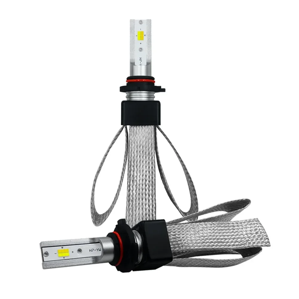 2pc T9 9-36V H1 Kit di conversione lampadine per fari a LED per auto Dissipazione del calore in rame a doppia faccia 12 chip LED Bianco Giallo Bianco caldo