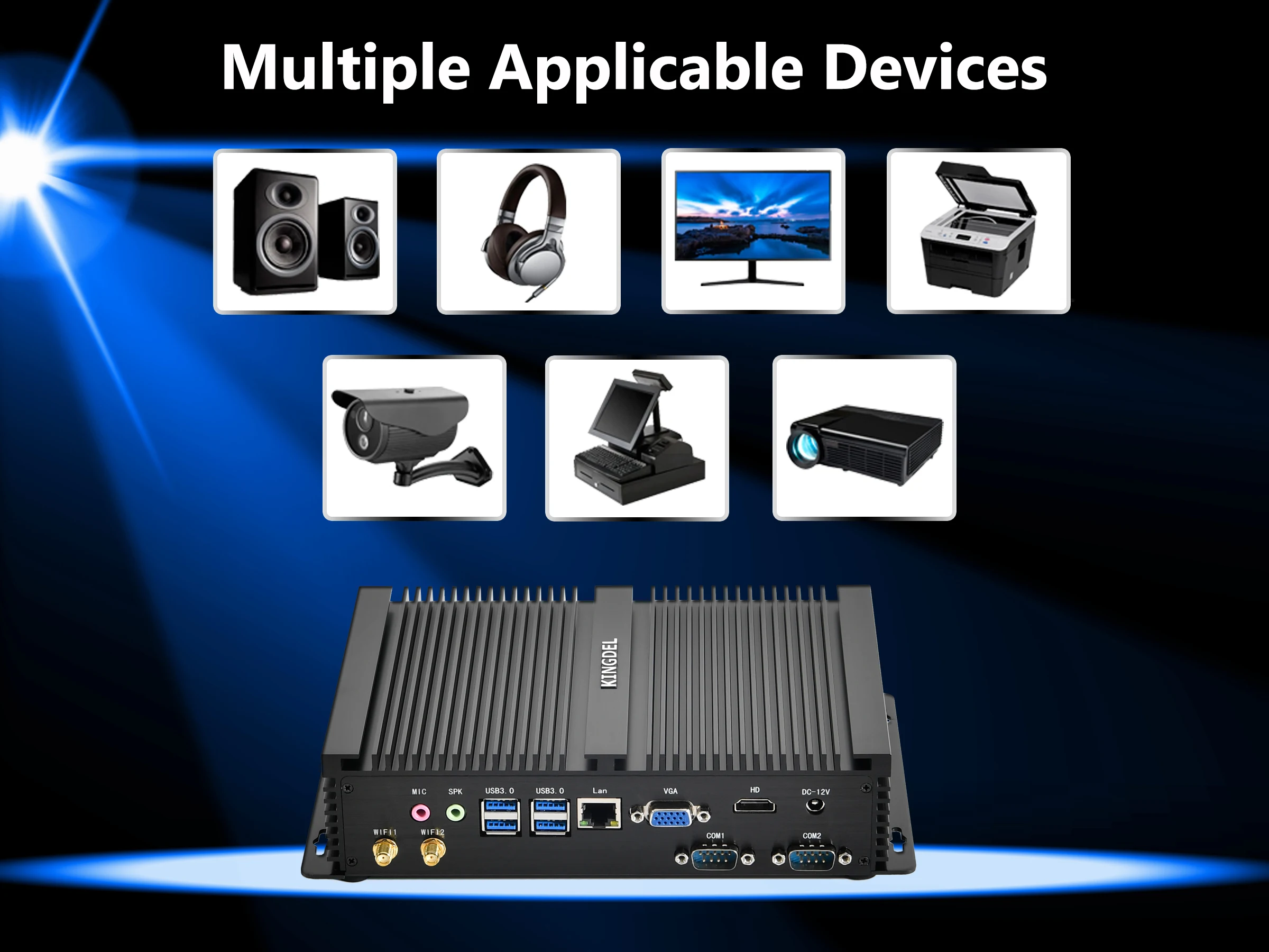 Core i5 4200U 8250U i7 8565U を搭載したファンレス産業用ミニ PC モデル 最大 2.6GHz 3M キャッシュ 16GB RAM 256GB SSD 2 COM RS232 コンピュータ