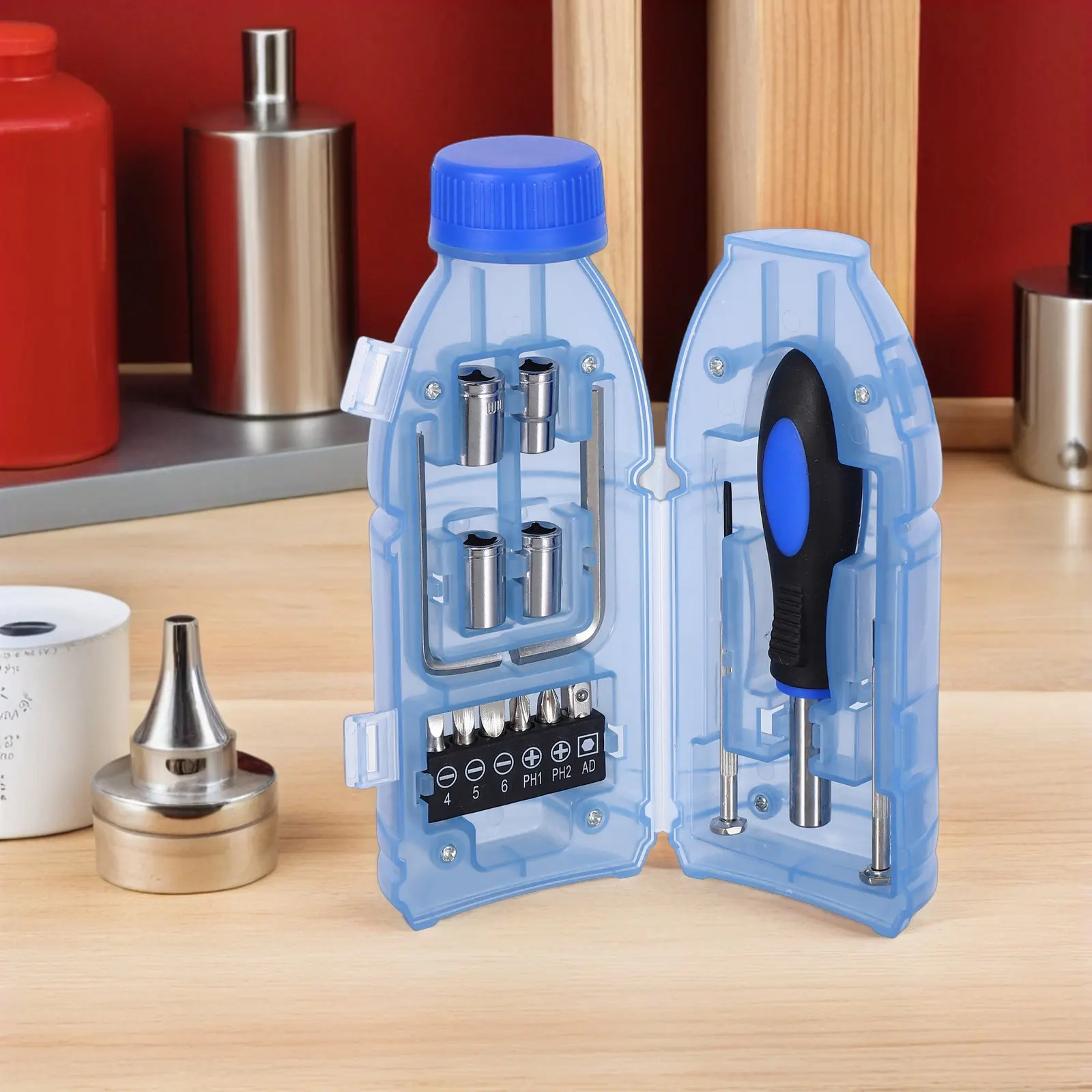 1Set Bottle-Design Screwdriver Tool Set Compact Lightweight Portable Repair Kit for Home Improvement Ergonomic Grip