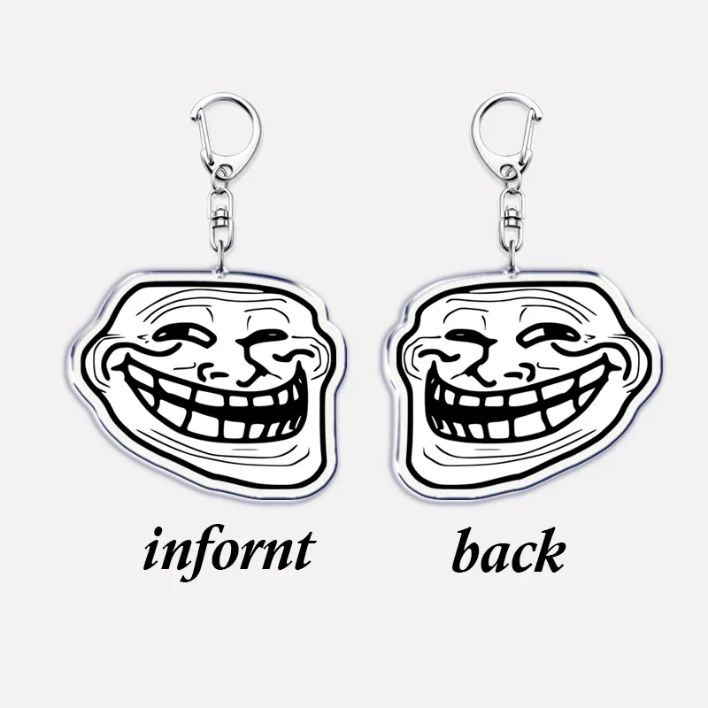 Fun Troll Face Keychain for Accessories Bag No Me Gusta Rage Face ForeverAlone Pendant Key Chain Ring Keyring Jewelry Fans Gifts