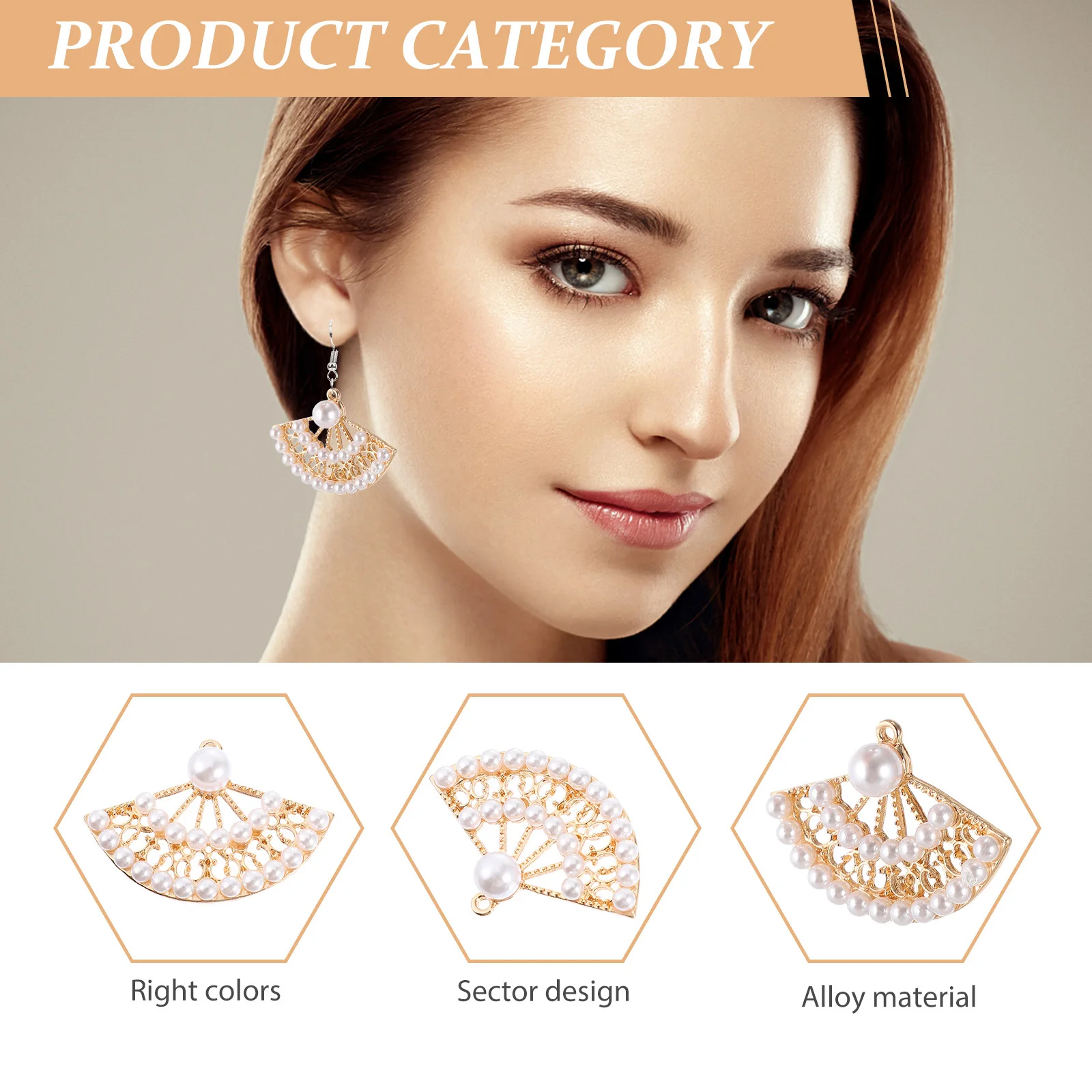 

10Pcs Pearl Jewelry Making Pendants Fan Charms for DIY Necklace Bracelet Craft Alloy DIY Hanging Ornaments