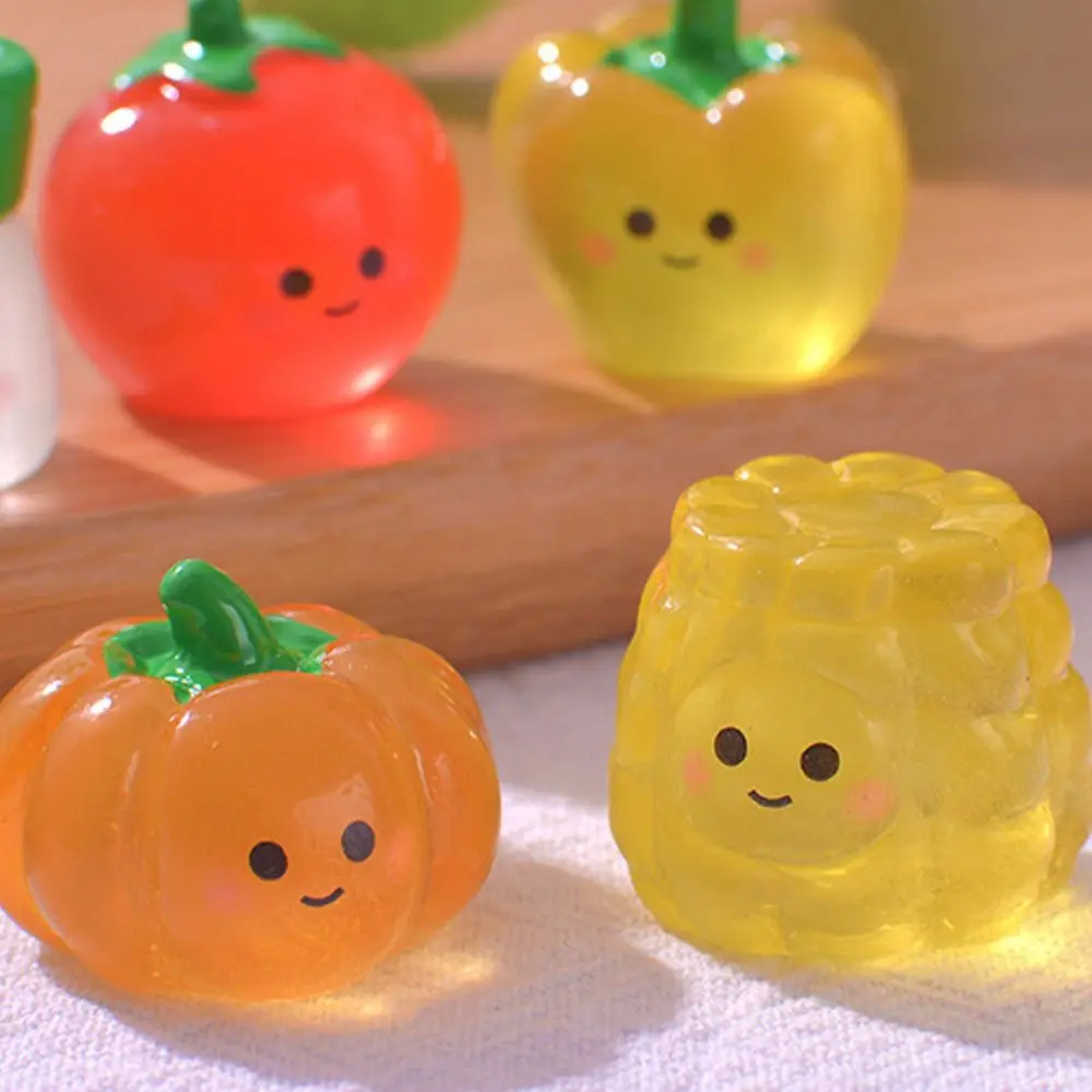 Cute Simulation Luminous Vegetables Mini Broccoli Tomato Vegetables Figurines Miniatures Realistic Umpkin Mushroom