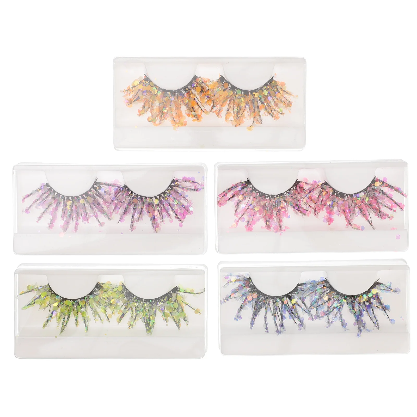 5 أزواج يتوهج في الظلام الرموش الصناعية الفلورسنت بريق لاش ملحقات ثلاثية الأبعاد الرموش الملونة لحفلة عيد الهالوين #3