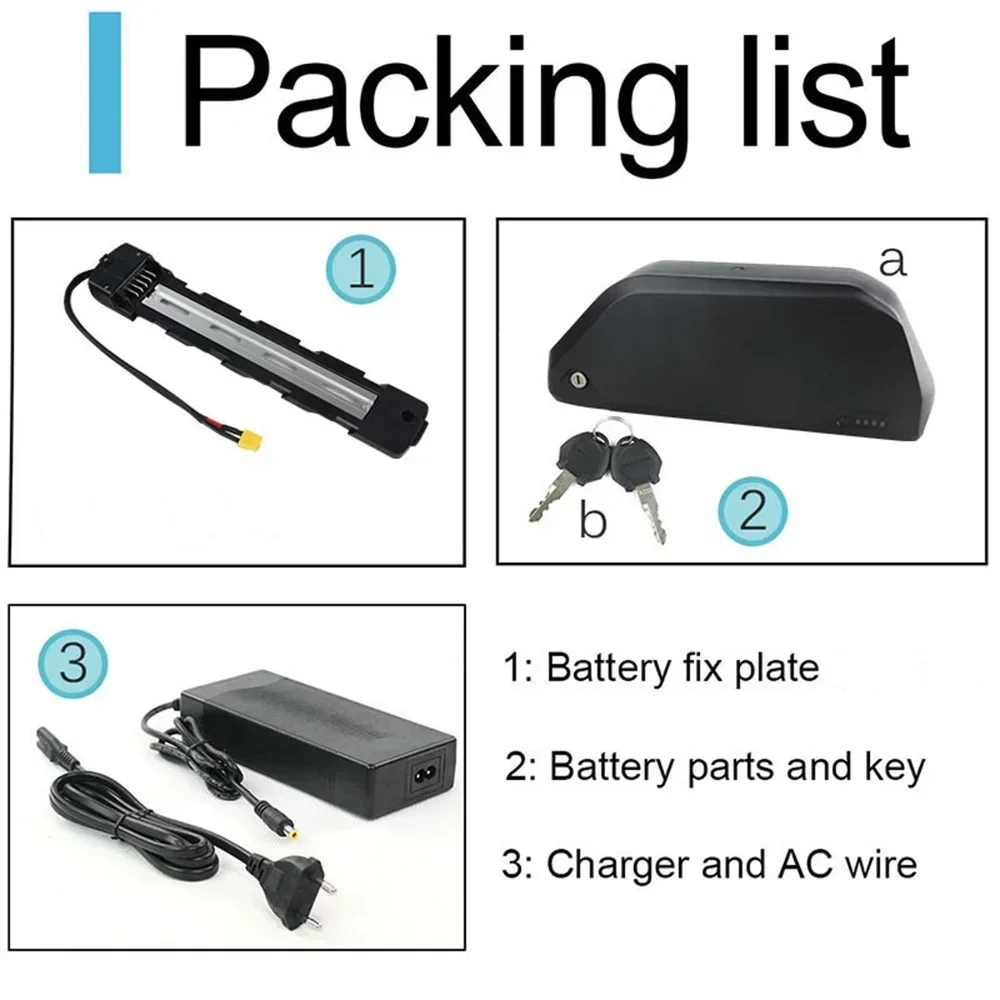 Batería para bicicleta eléctrica, 36V, 48V, 52V, 20Ah, 25AH, 30Ah, 35Ah, 40Ah, 45Ah, tubo inferior de DP-9 Polly, 350W, 1000W, 2000W