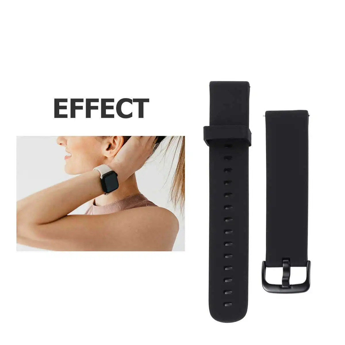 20Mm Silicone Watch Strap Compression Molded Sturdy Comfortable Moderate Softness Adjustable Wrist Fit Smart Watch Band