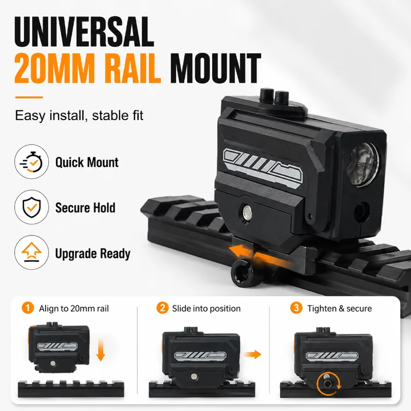 2-in-1 LED Flashlight & Red Light Accessory Universal 20mm Rail Mount Toy Model Upgrade Parts Adjustable Red Beam Illuminator