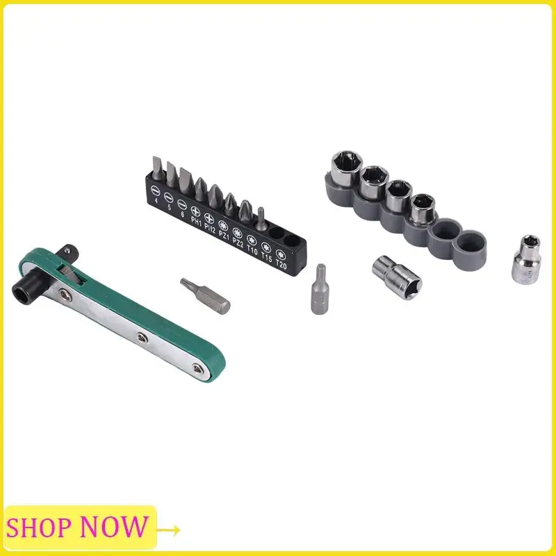 Especial 17 In 1 Chrome Vanadium Steel Wrench Driver Set Torx Screwdriver Set Ratchet Socket Torque Wrench Screw Bit Flat Bits S