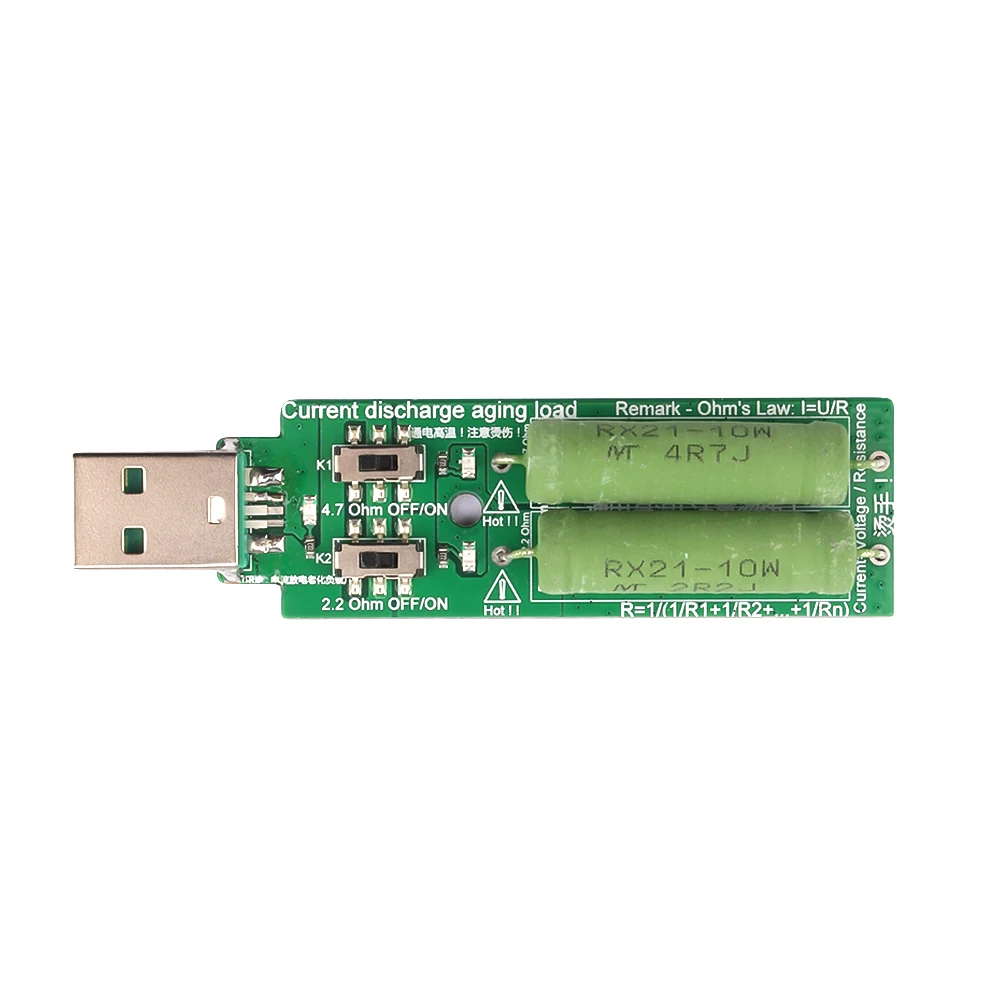 USB Resistor DC electronic load moudle 2X10W double switch adjustable battery capacity voltage discharge resistance tester