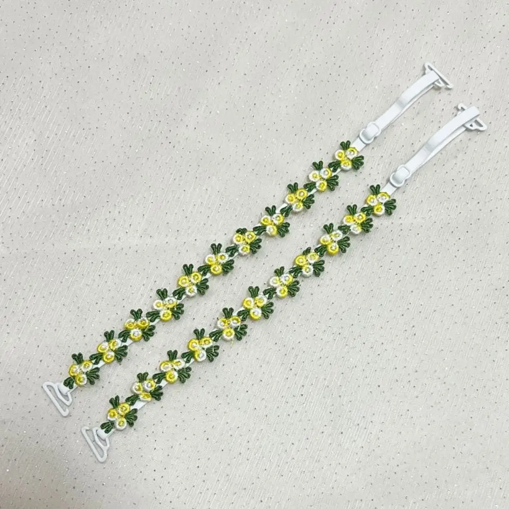 New Removable Floral Bra Straps Lace Anti-slip Floral Shoulder Belts Adjustable Elastic Shoulder Straps