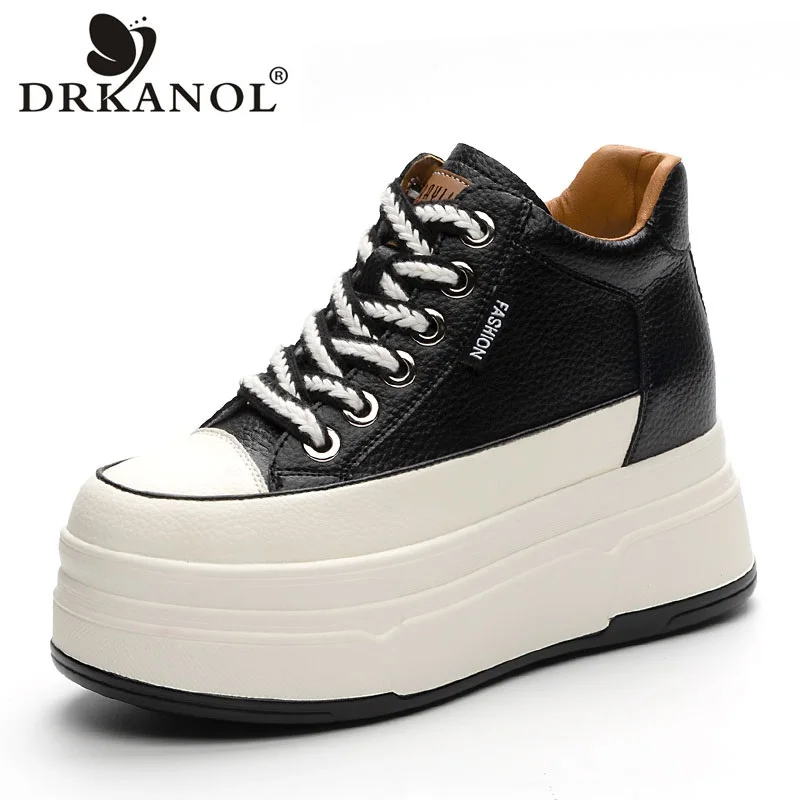 

DRKANOL/женская обувь, увеличивающая рост, осень-зима 2022, повседневная удобная теплая обувь на толстой подошве со шнуровкой и танкеткой на платформе, H387