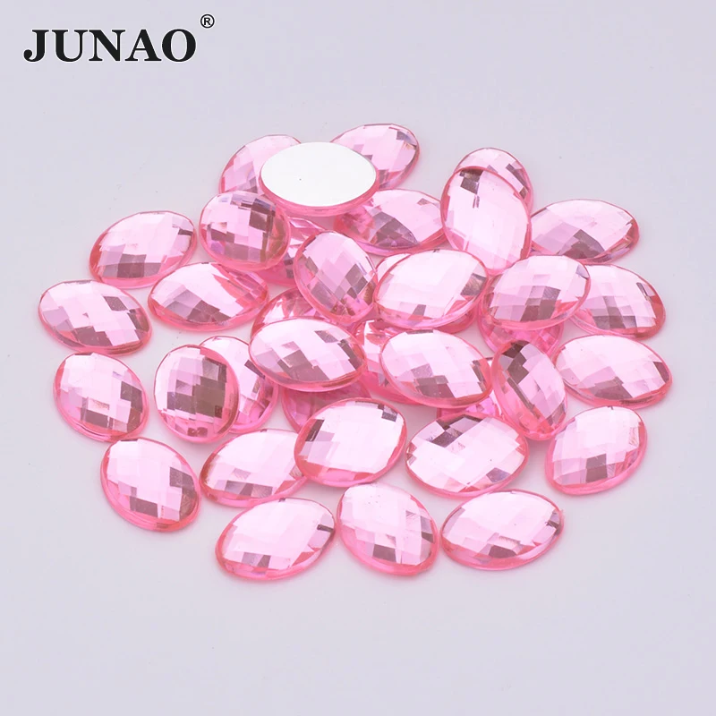 JUNAO 10*14mm 18*25mm Dark Green Oval Rhinestone Flatback Acrylic Crystal Stones Non Hotfix Strass For DIY Dress Jewelry