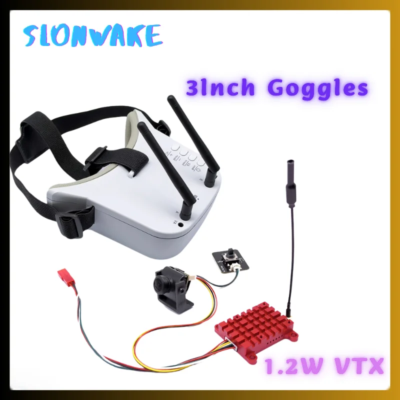 

New Long Range 5.8G 48CH 1.2W FPV VTX Video Transmitter+Raceband Auto-Searching FPV Goggle 480x272 Built-in Battery for RC Drone
