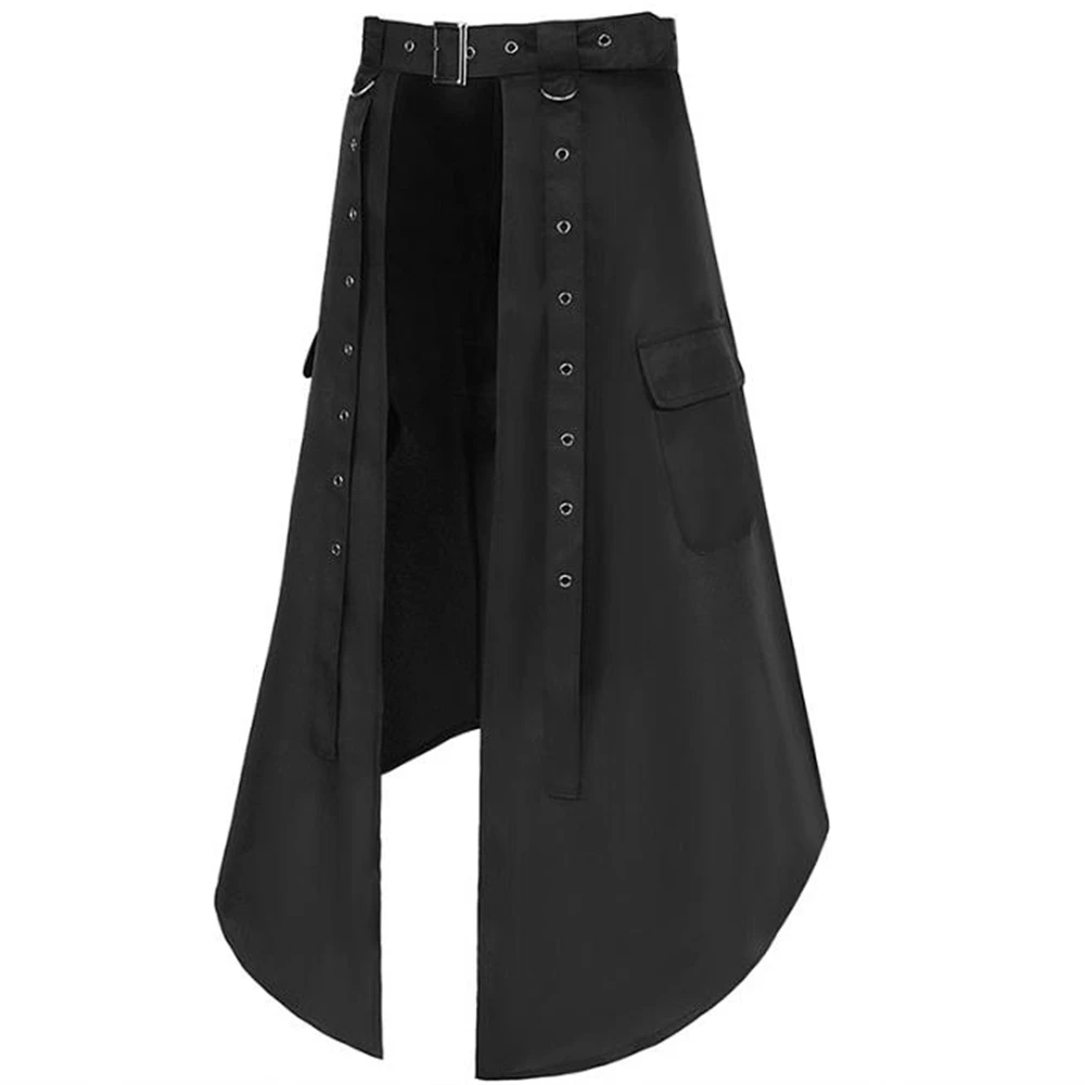 Medieval Gothic Men's Half Skirt Jacquard Steampunk Stylish Kilt Open Front Burlesque Fringe Traditional Skirts