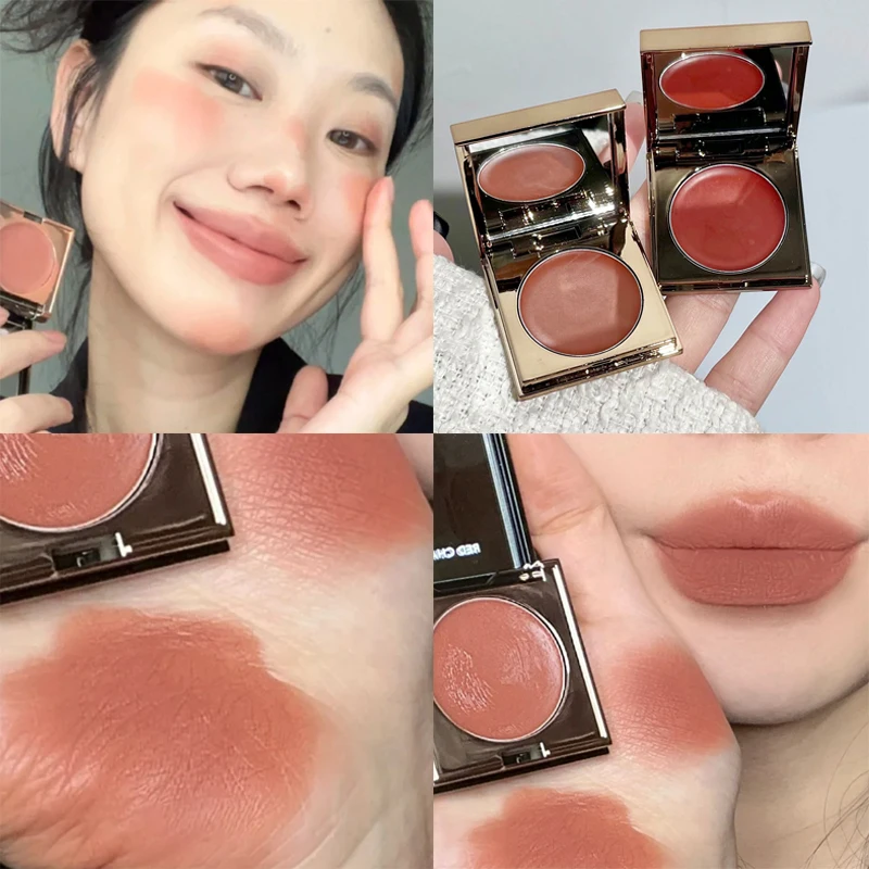 Hydraterende Blush Lip Wangbalsem Waterdichte Multifunctionele Lip Moddercrème Blijvende Verhelderende Matte Face Blusher Make-Up Cosmetica