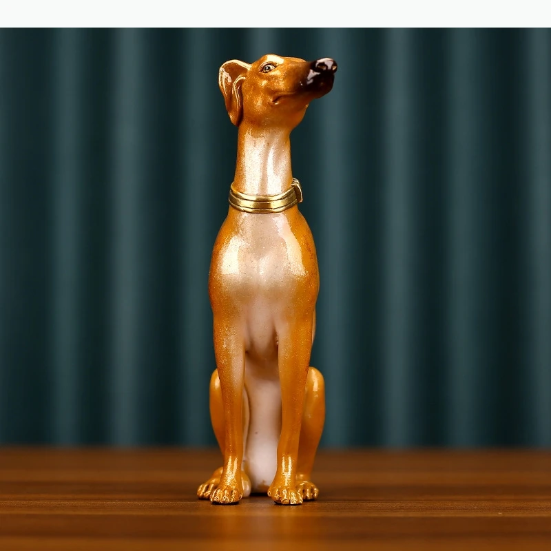 Simulated Animal Sculpture Metal Handicrafts Dog Greyhound Decorative Figurines Decorative Handicraft Ornaments Home Decoration