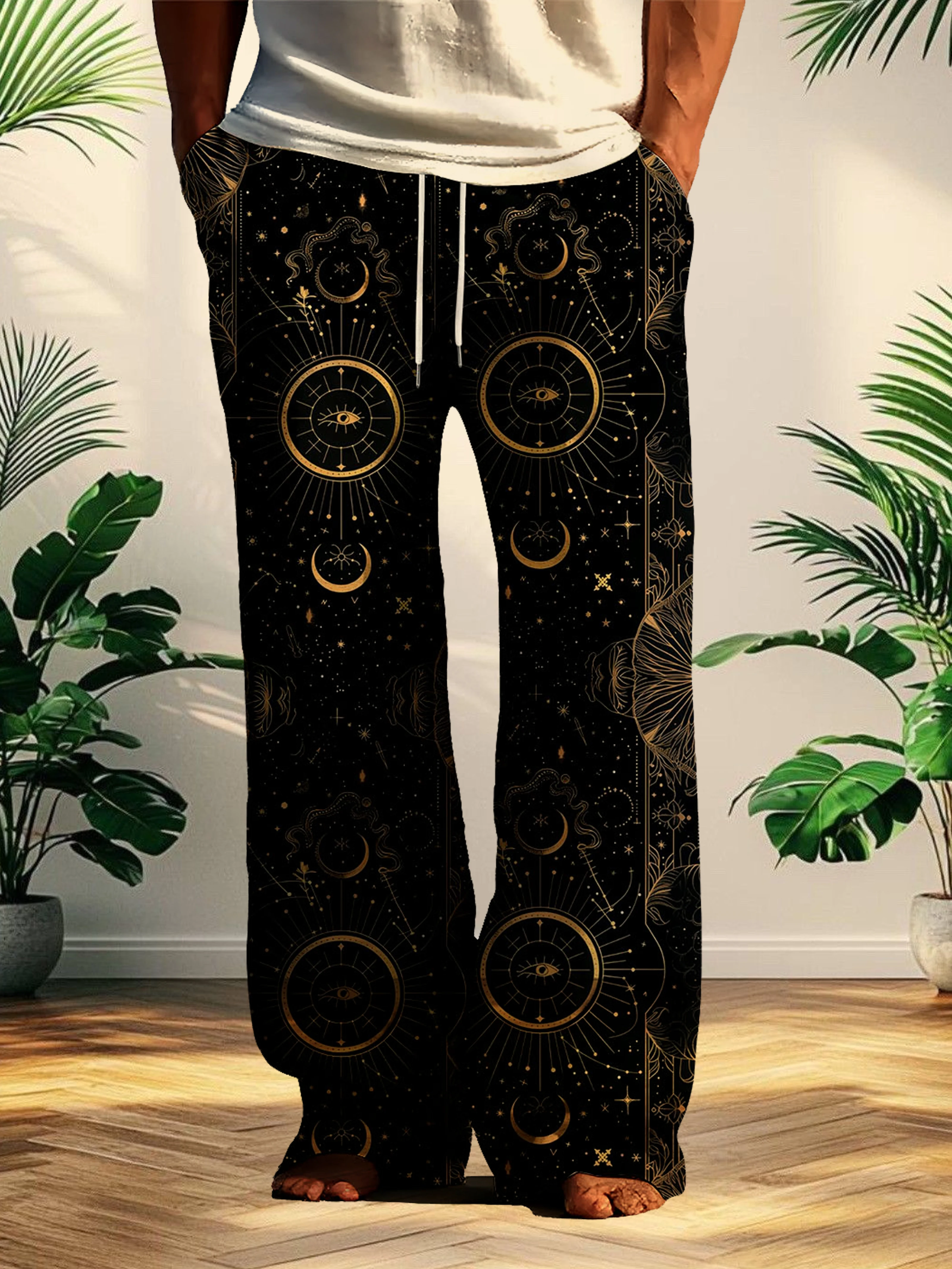 

Новые уличные модные мужские брюки с 3D цифровой печатью загадочных узоров, удобные и невыцветающие домашние повседневные брюки.