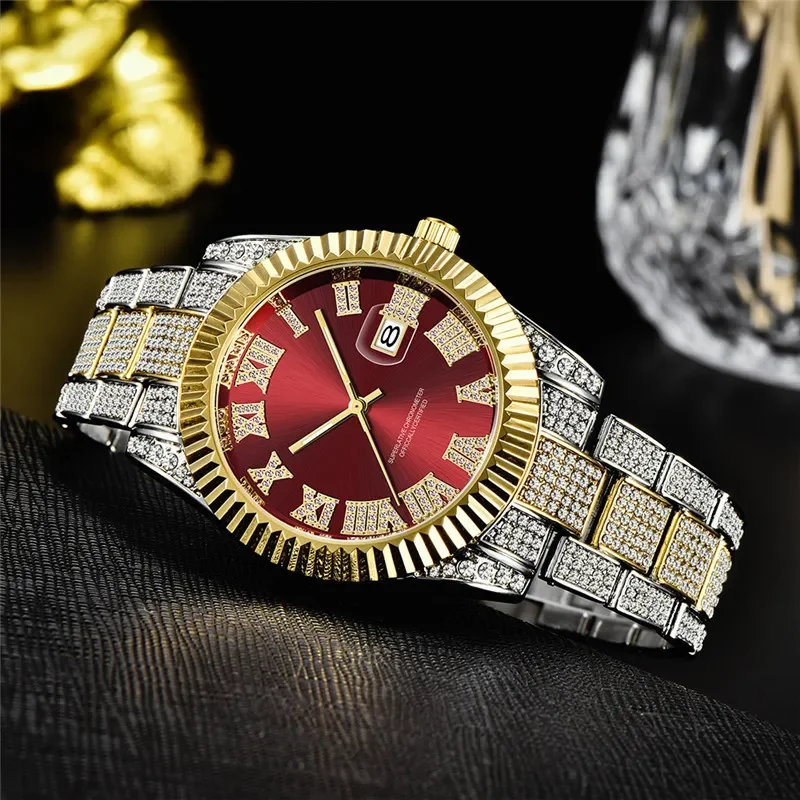 Hip Hop Man Luxury Brand All-diamond Alloy Man Quartz Watch