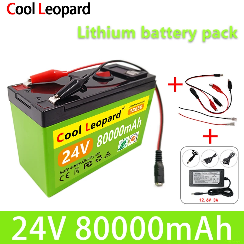 

NEW 24V 80AH 18650 Lithium Battery,For Solar Energy,Sprayers and Electric Vehicle Batterie Built-In BMS+25.2V 2A Charger