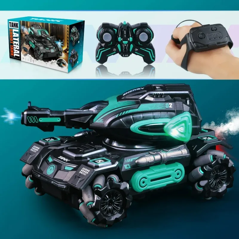 RC spray car 2.4G four-wheel stunt launch water polo tank car boy machine armour  toy car Watch requires additional purchase