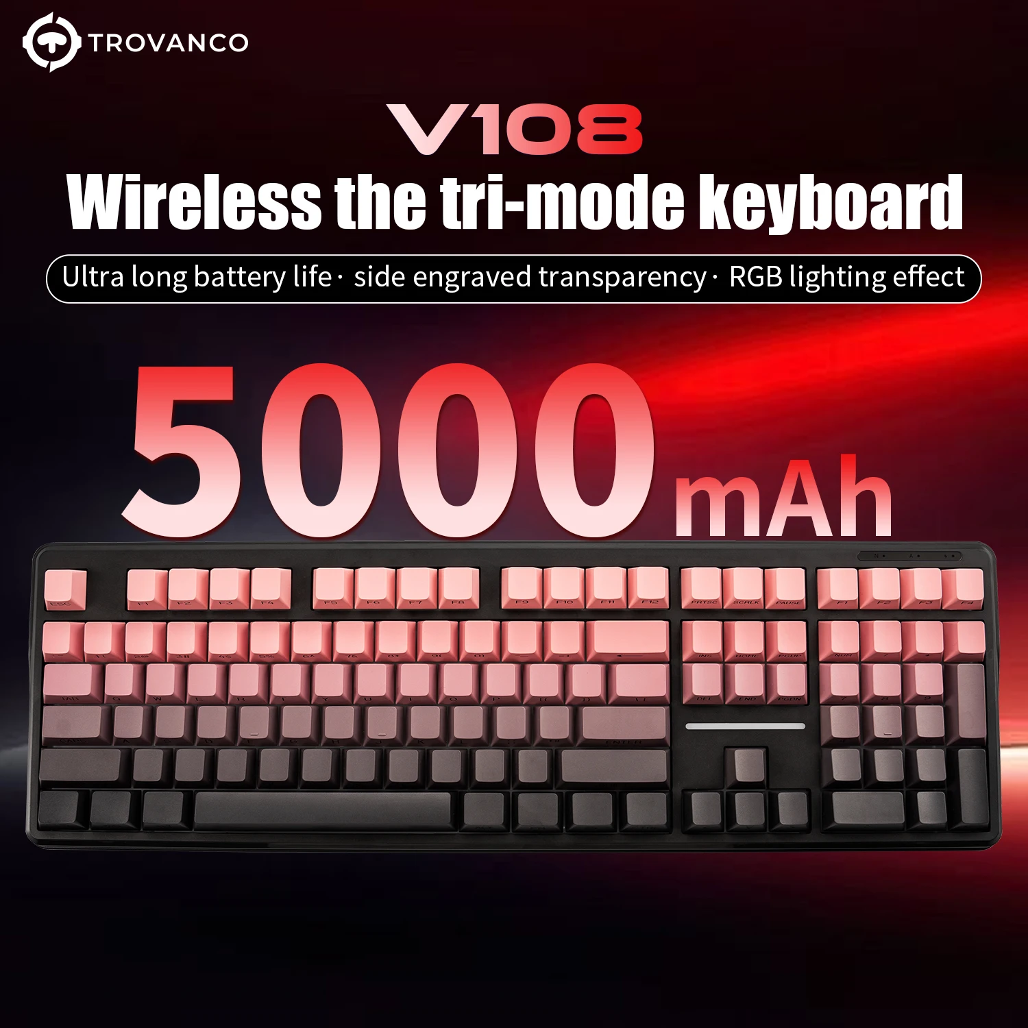 V108 Pro لوحة مفاتيح بلوتوث مكتب منخفض الضوضاء 2.4G سلكي ولاسلكي تخطيط كامل مع غشاء بإضاءة خلفية RGB #2