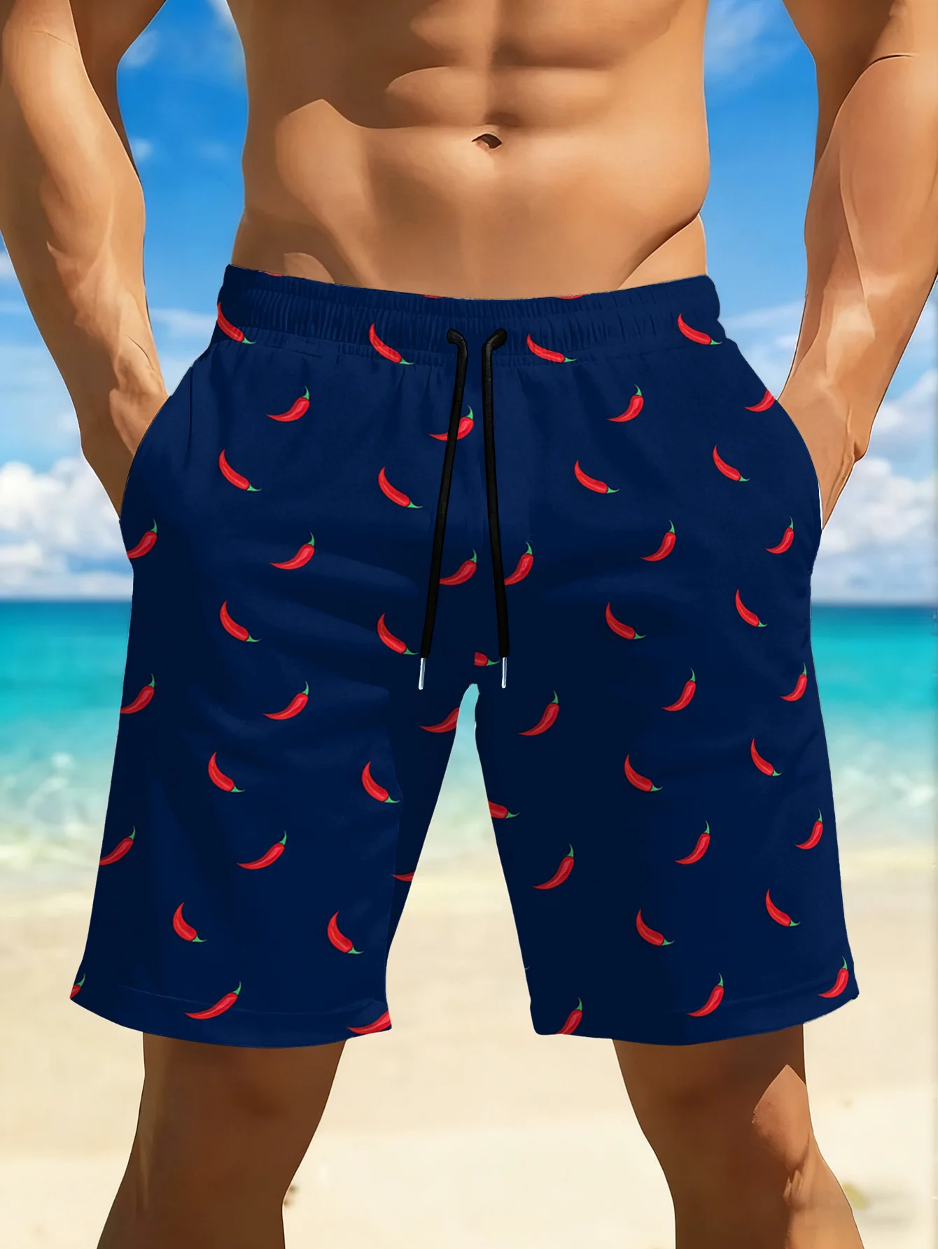 

Chilly Pepper Mexico Swim Trunks Feature Men Quicky Dry Print They Are Perfect for The Beach, Pool, Gym
