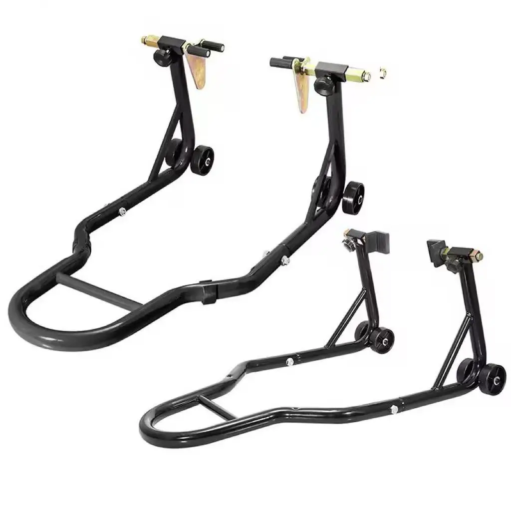 

SucceBuy Motorcycle Stand Lift 850lbs Front Rear Combo Stand Lift Front Wheel Dual-Fork Stand Universal Rear U+L Fork Swingarm
