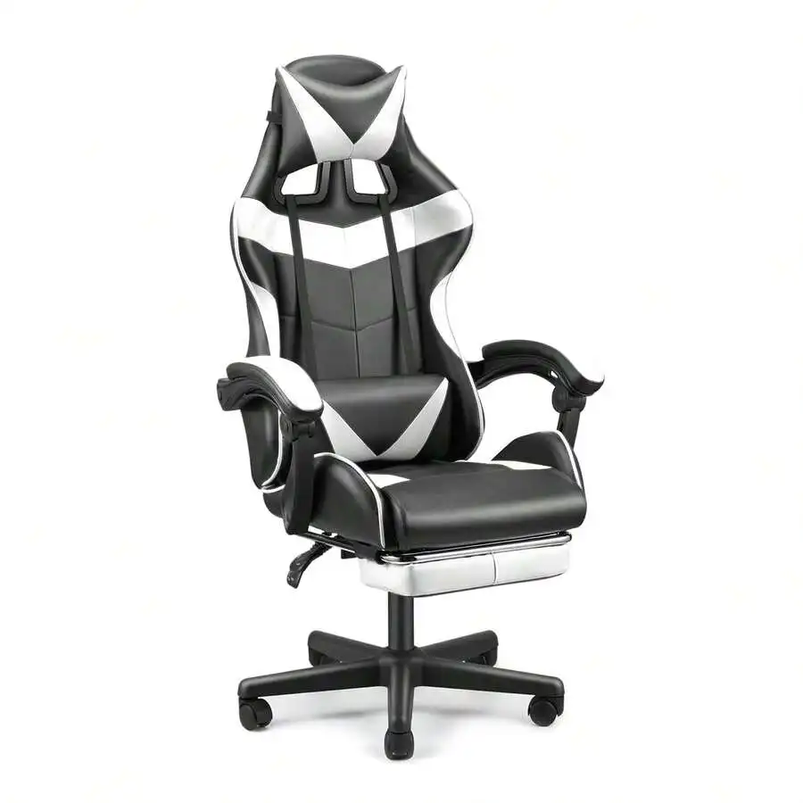 STGaming Gaming Chair With Footrest And Lumbar Support, Ergonomic Game Chair Height Adjustable Racing Gaming Chair With Headrest