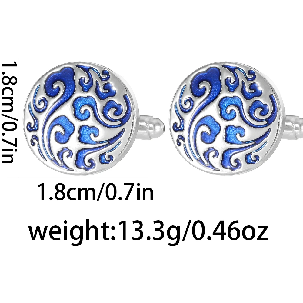 2 Teile/satz Vintage Wind und Wolke Muster Runde Manschettenknöpfe Für Herren Hemd Anzug Schmuck – Detail 1
