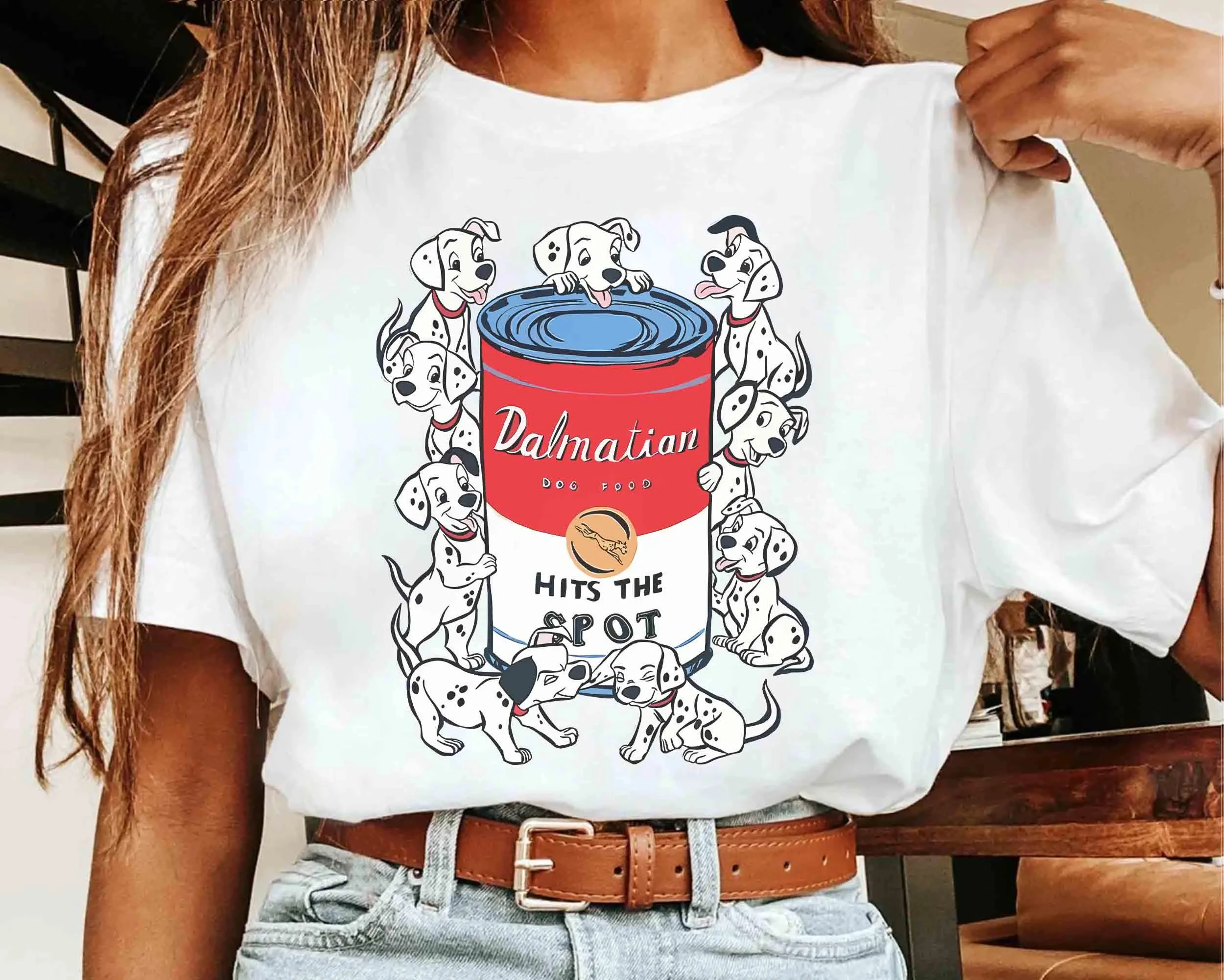 ديزني 101 الدلماسية الكلب الغذاء ضرب بقعة تي شيرت الأشرار Cruella دي فيل تي شيرت ديزني لاند الأسرة مطابقة قميص #2