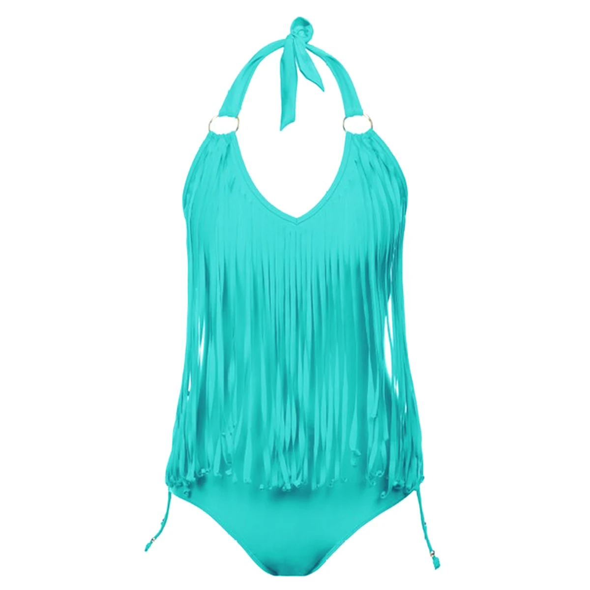 Plus Size Long Tassel One Piece Bikini Swimwear Sexy Bandage Women Swimsuit Summer Beach Wear Bathing Suits